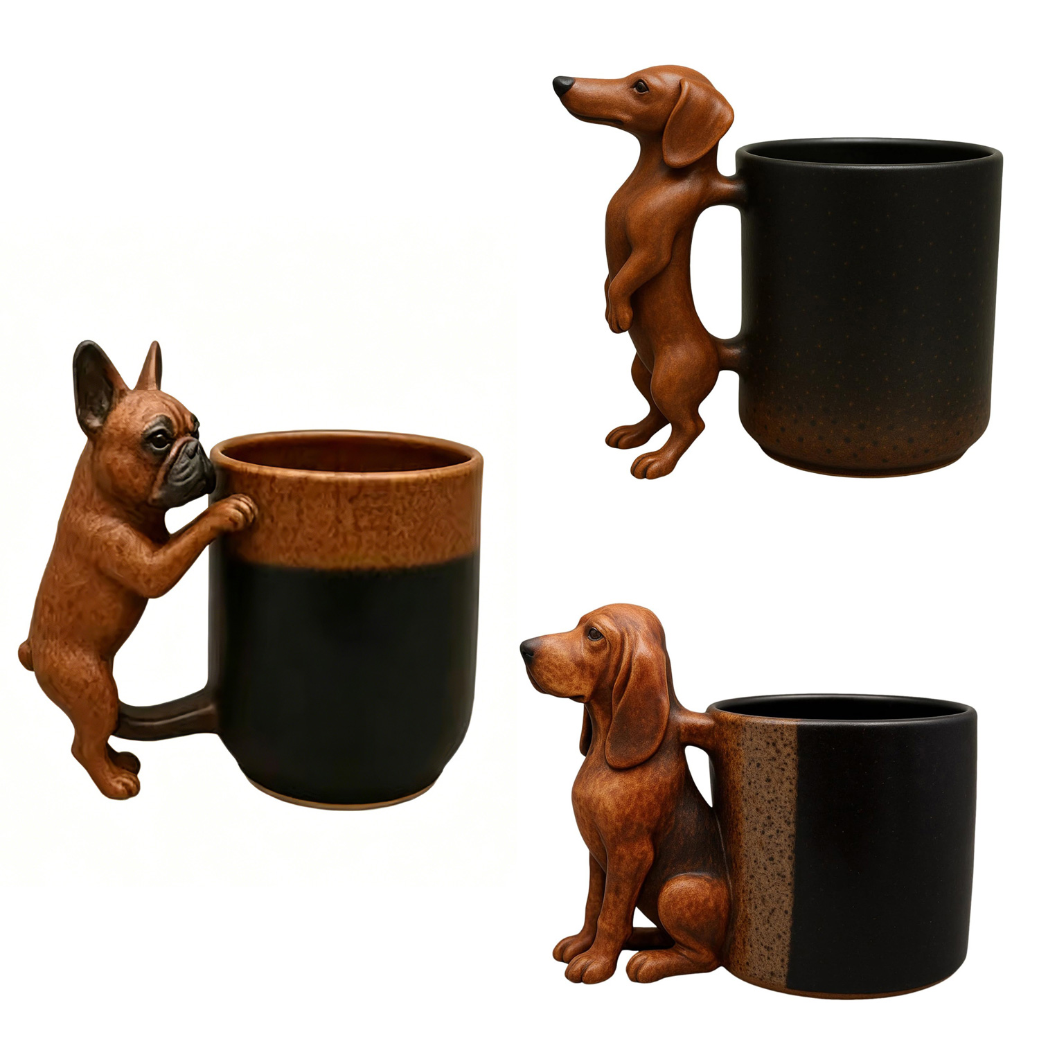Taza de Dachshund Hecha a Mano en 3D, Taza de Cerámica Creativa con Forma de Animal en 3D, 11 Oz, Taza de Café Única con Diseño de Perro — imagen 1