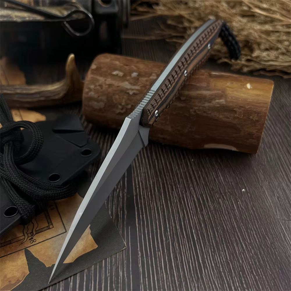 Multifunctional outdoor hiking mountaineering fixed-blade knife 8Cr13Mov blade G10 handle portable camping fishing knife — image 2