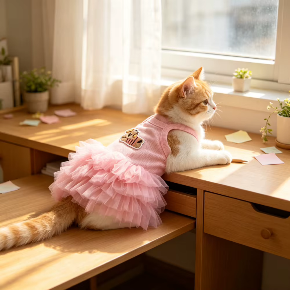 Sleeveless Puffy Princess Dog Skirt Cute Pet Half Skirt Comfortable Fit Small Dogs Cats — image 4