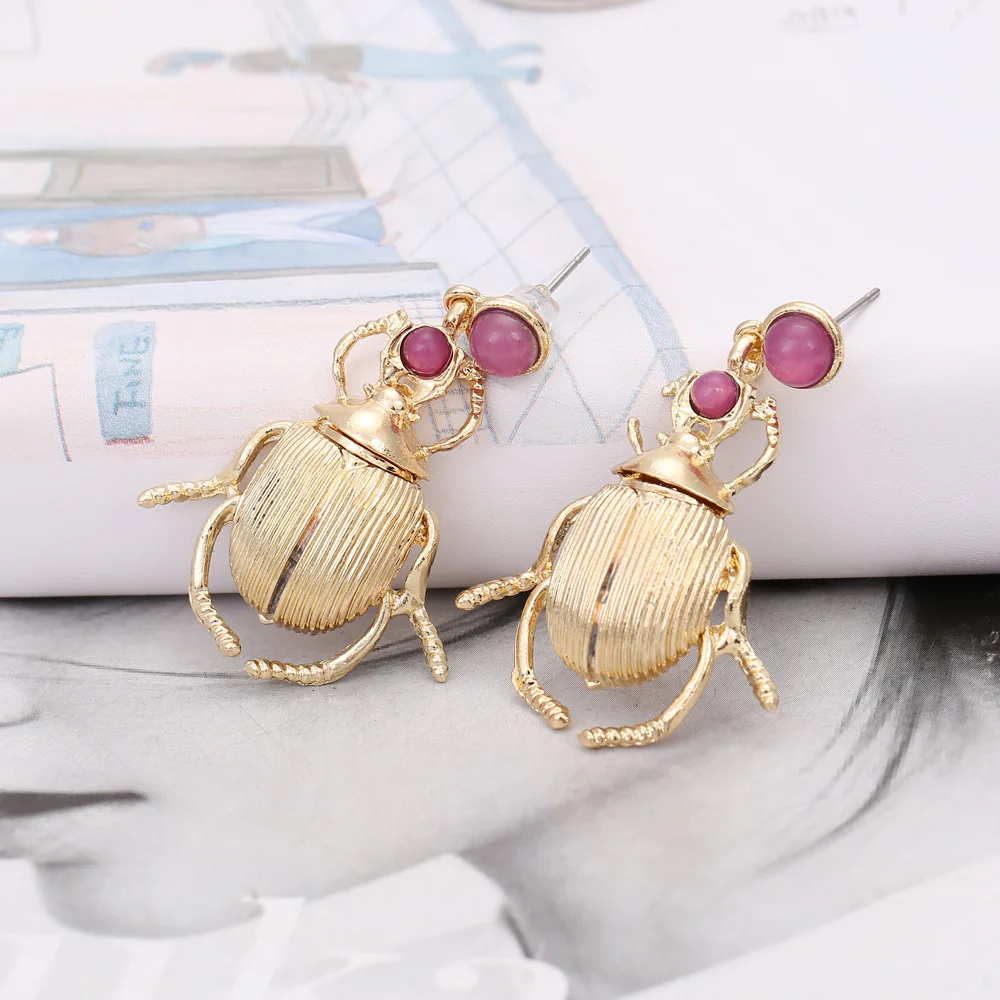 Exaggerated Metal Beetle Earrings for Women Punk Simple Animal Geometric Drop Earrings Accessories Jewelry Gifts — image 3