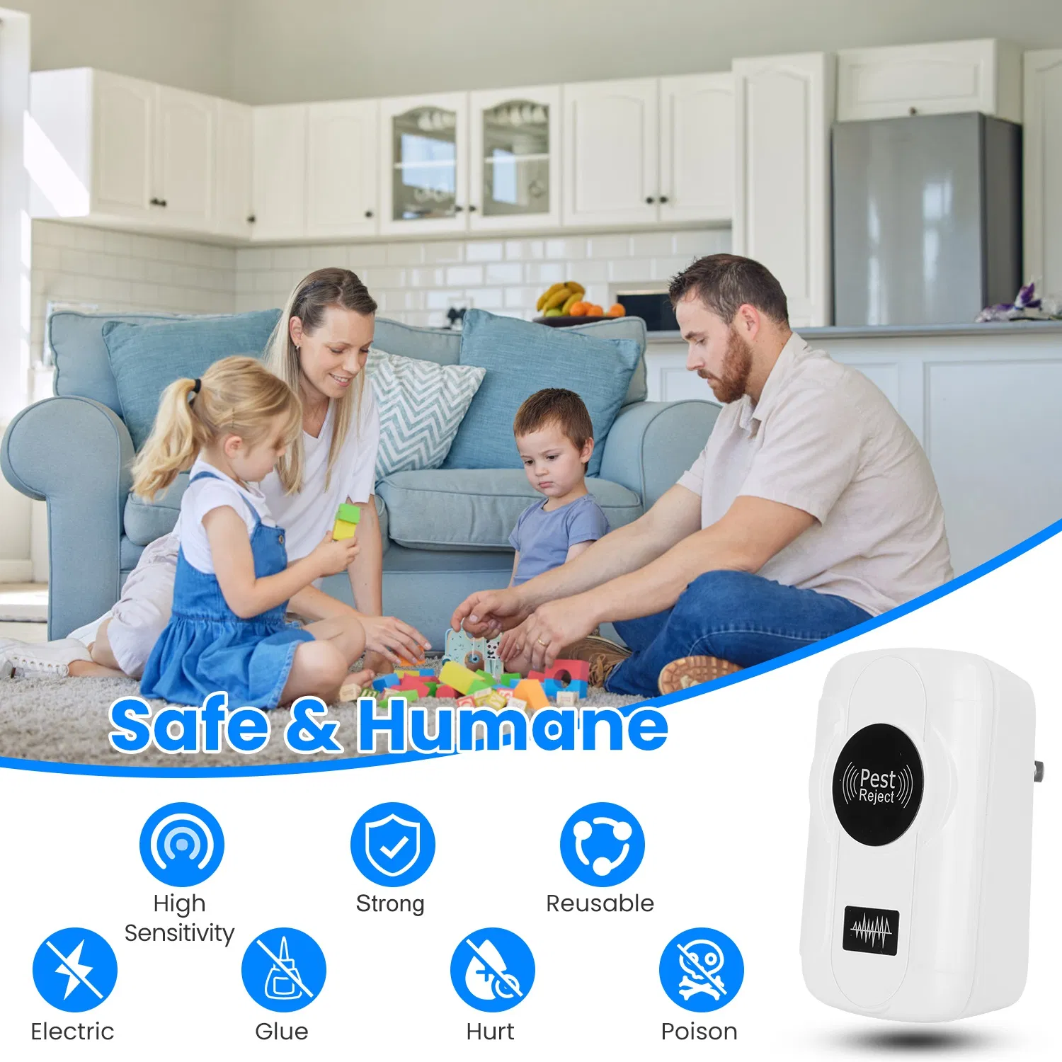 6 Piezas Repelente de Insectos Ultrasonido 32-120KHz con 3 Modos para Interior - Plugs de Pared para Control de Mosquitos, Roedores y Ratones en Habitación, Garaje, Almacén y Oficina — imagen 4