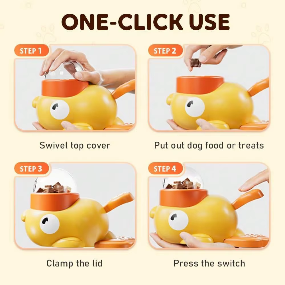 Bowls de Alimentación Lenta Interactivos 2 en 1 para Perros y Juguete Rompecabezas de Comida, Dispensador de Golosinas en Forma de Pato Bowl Antivoracidad para una Alimentación Saludable y Entrenamiento de Inteligencia (Amarillo) — imagen 5