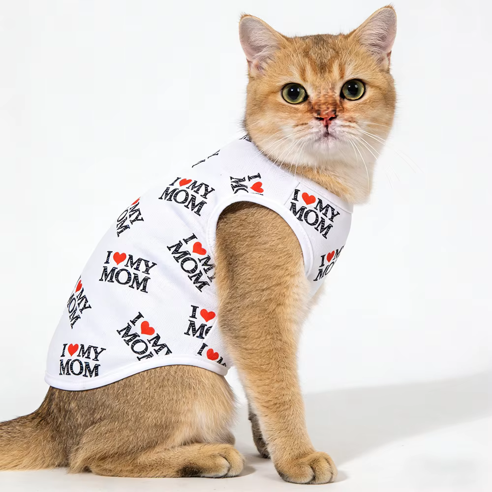 Soft Pet Cat Clothes For Summer Breathable Pets Shirt Vest Lightweight Cute Letter Print Kitty Pullover For Cats Puppy Outfits — image 5