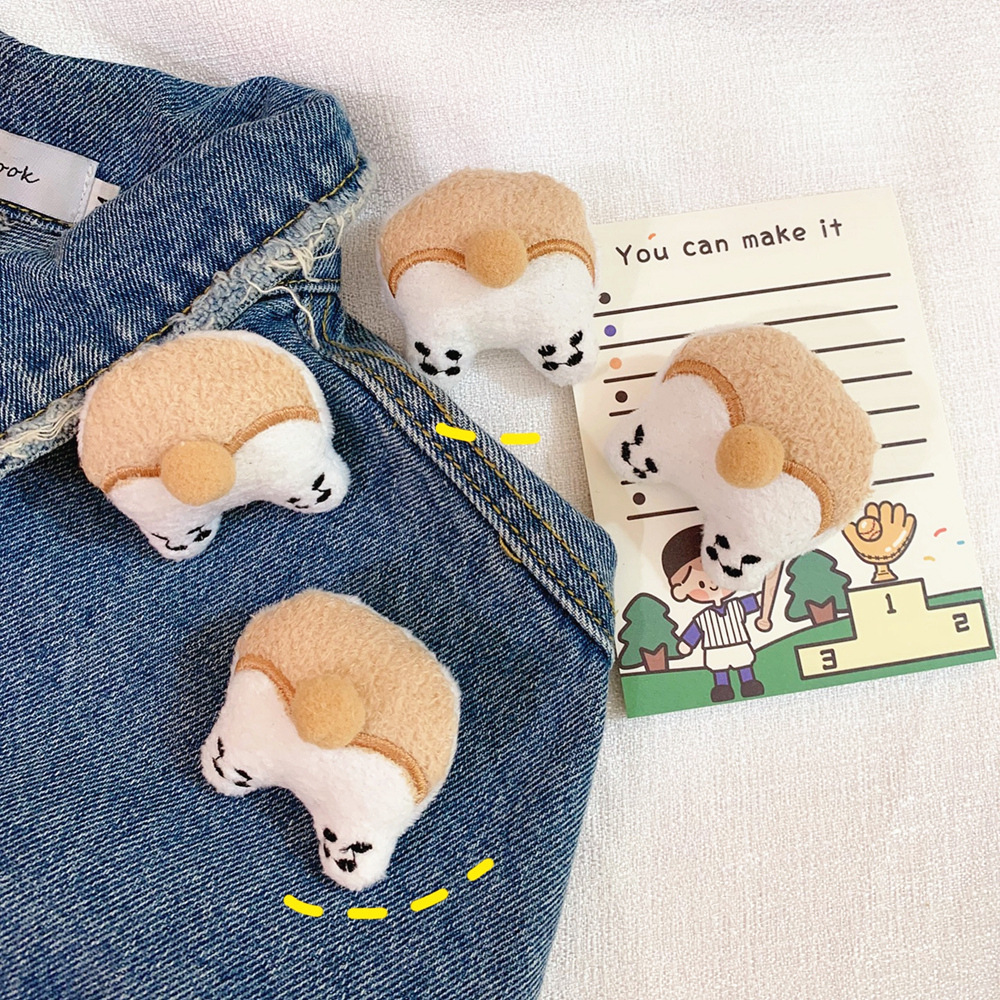 Korean Version Ins Cartoon Plush Cute Ass Puppy Brooch Girl Pin Bag Doll Pendant Student Couple — image 3