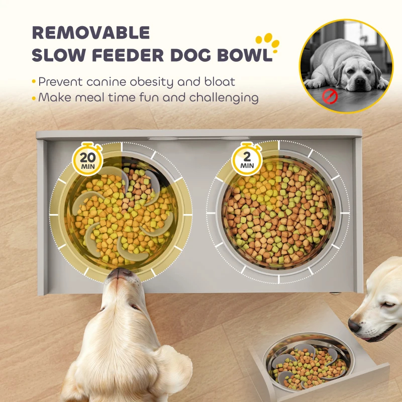 Comedor Elevado para Perros con Almacenamiento, Soporte de Comida para Perros Grandes en Gray — imagen 10