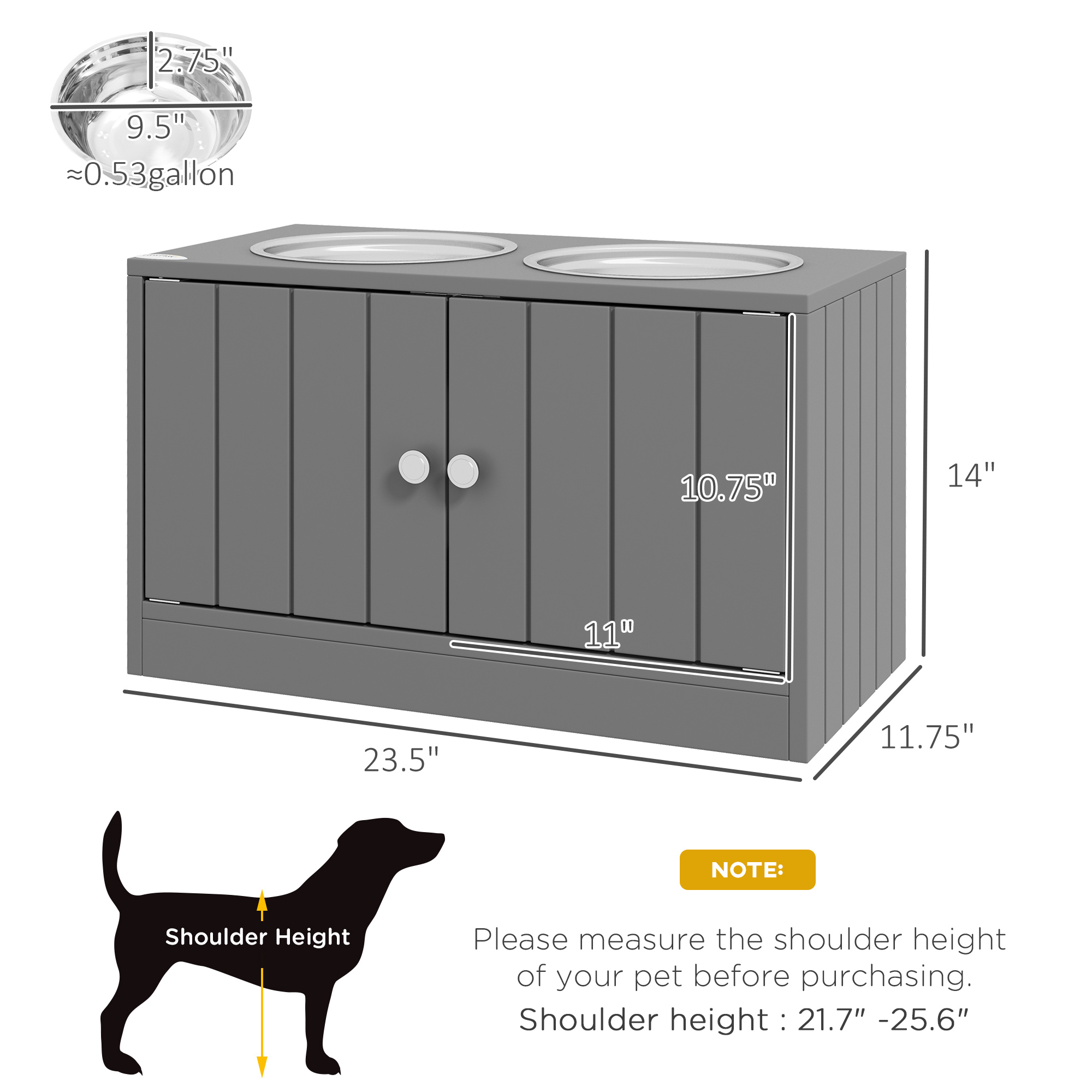 Platos Elevados para Perros con Almacenamiento de 44L, Gris — imagen 4