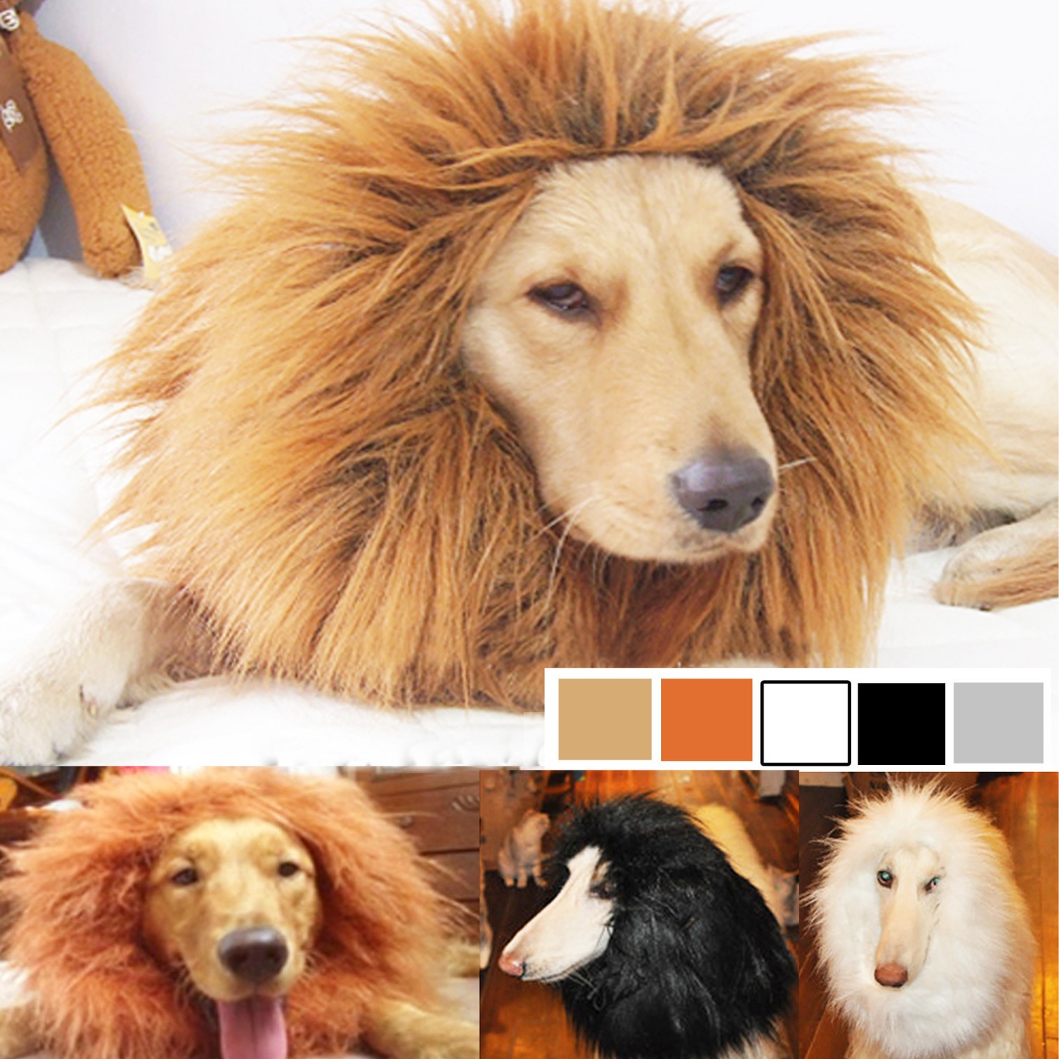 Disfraz divertido de león para perros con pelaje artificial — imagen 6