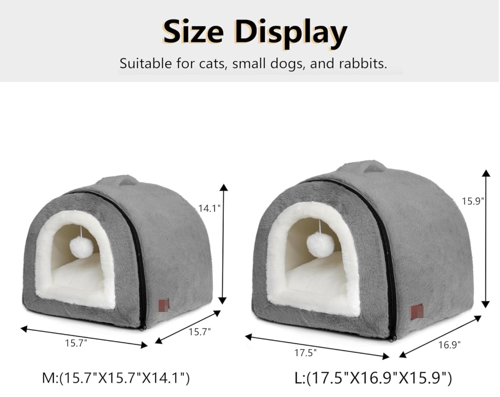 Caja de Descanso para Gatos Domésticos Reversible - Refugio Acogedor con Base Antideslizante y Resistente al Agua — imagen 7