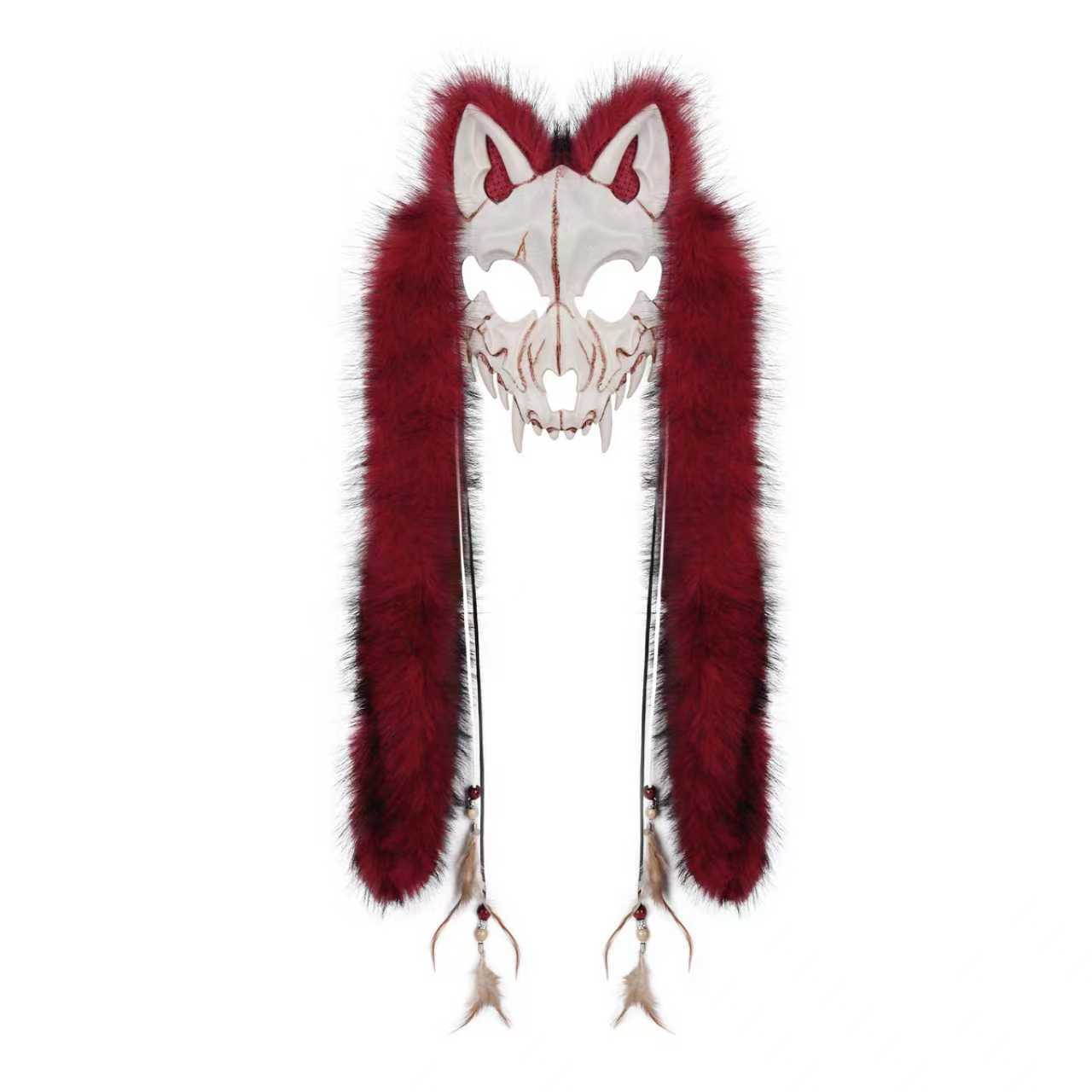 Halloween Carnival Fashion Animal Mask Viking Fox Mask with Faux Fur Headwear COS Werewolf — image 12