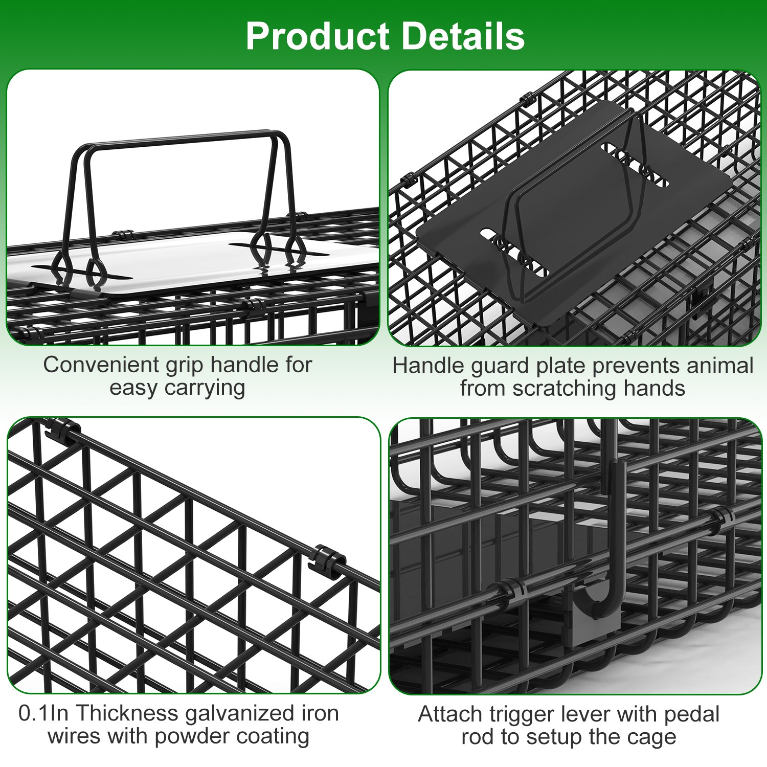 Live Animal Cage Trap For Animals Humane Galvanized Iron Trap Cage For Raccoons Armadillos Foxes Opossums Muskrats Beavers 26in 32in 40in Size Options — image 25