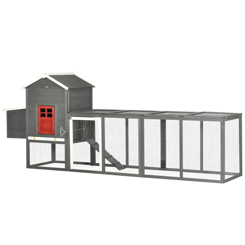 Extra Large Chicken Coop With Asphalt Roof, Wooden Hen Run With Slide-Out Tray And Nesting Box, Chicken Hutch For 3-6 Chickens, GrayMultiple Packages — imagen 1
