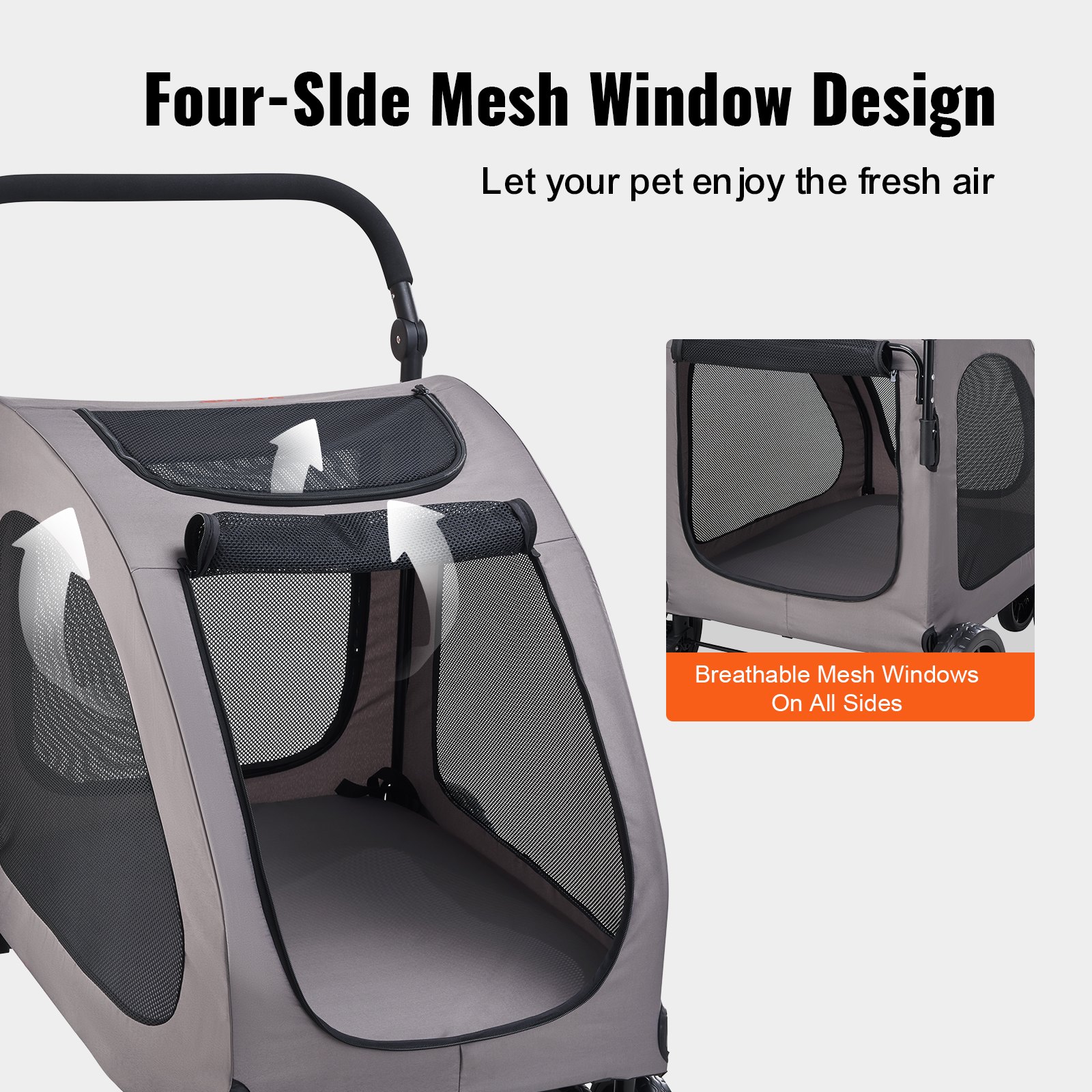Carrito para Mascotas de 4 Ruedas Capacidad 160 lbs Transporte Seguro Portátil — imagen 3