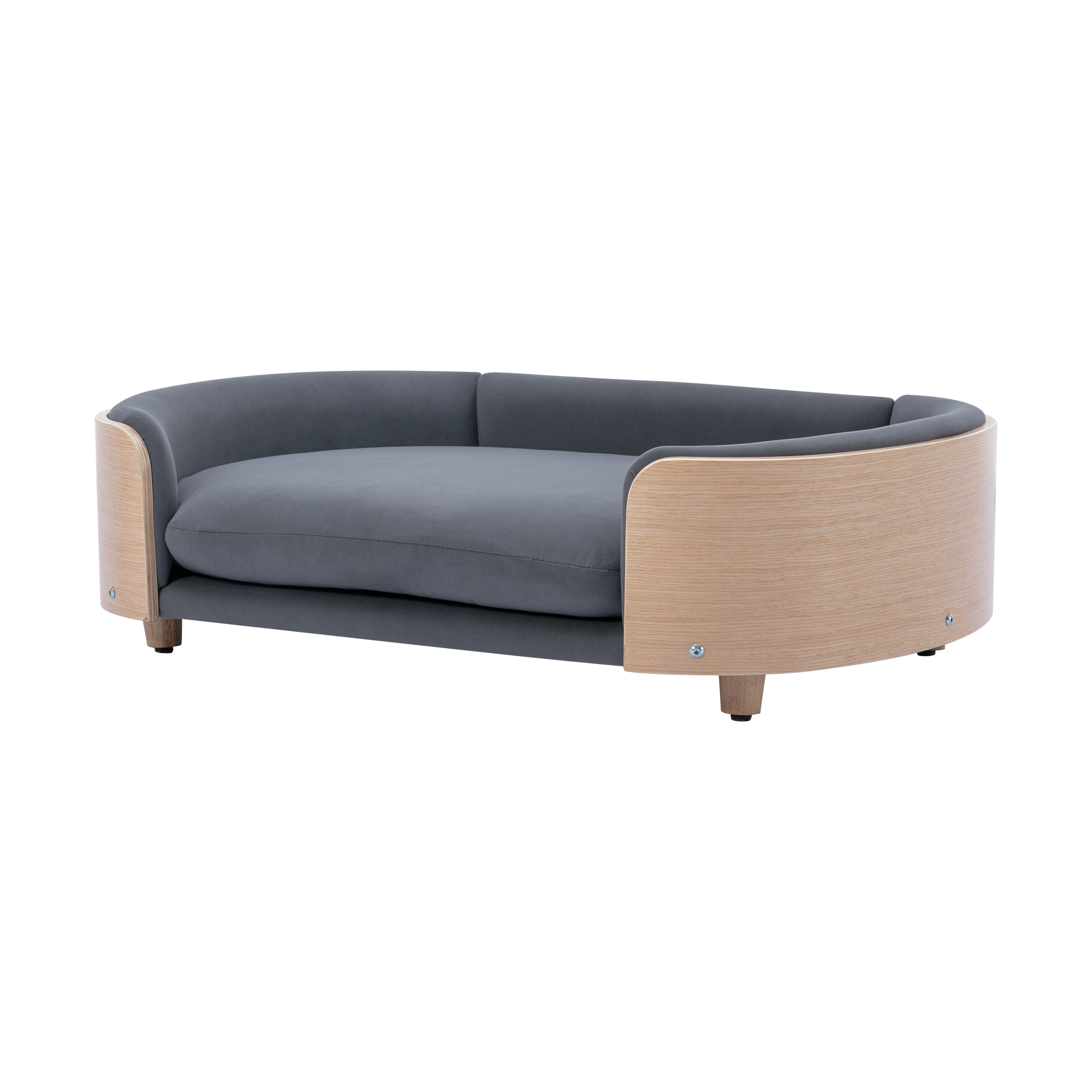 Scandinavian style Elevated Dog Bed Pet Sofa With Solid Wood legs and Bent Wood Back, Velvet Cushion, Large Size — image 11