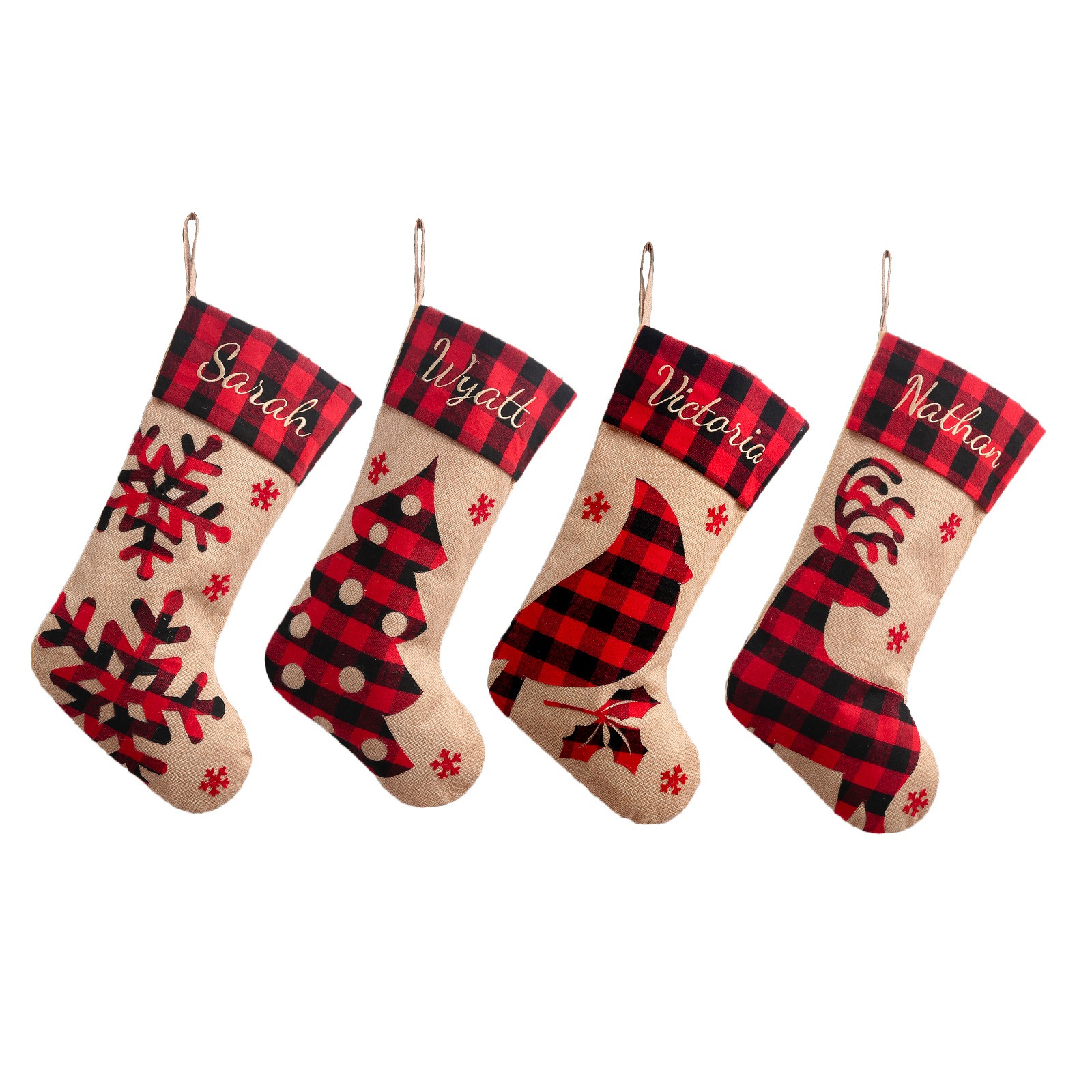 Christmas Decoration Large Machine Embroidered Christmas Socks Christmas Gebu Elk Snowflake Children's Gift Socks Pendant — image 1