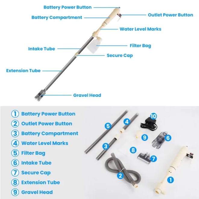 Kit de limpieza eléctrico multifuncional para acuario con limpiador de arena — imagen 4