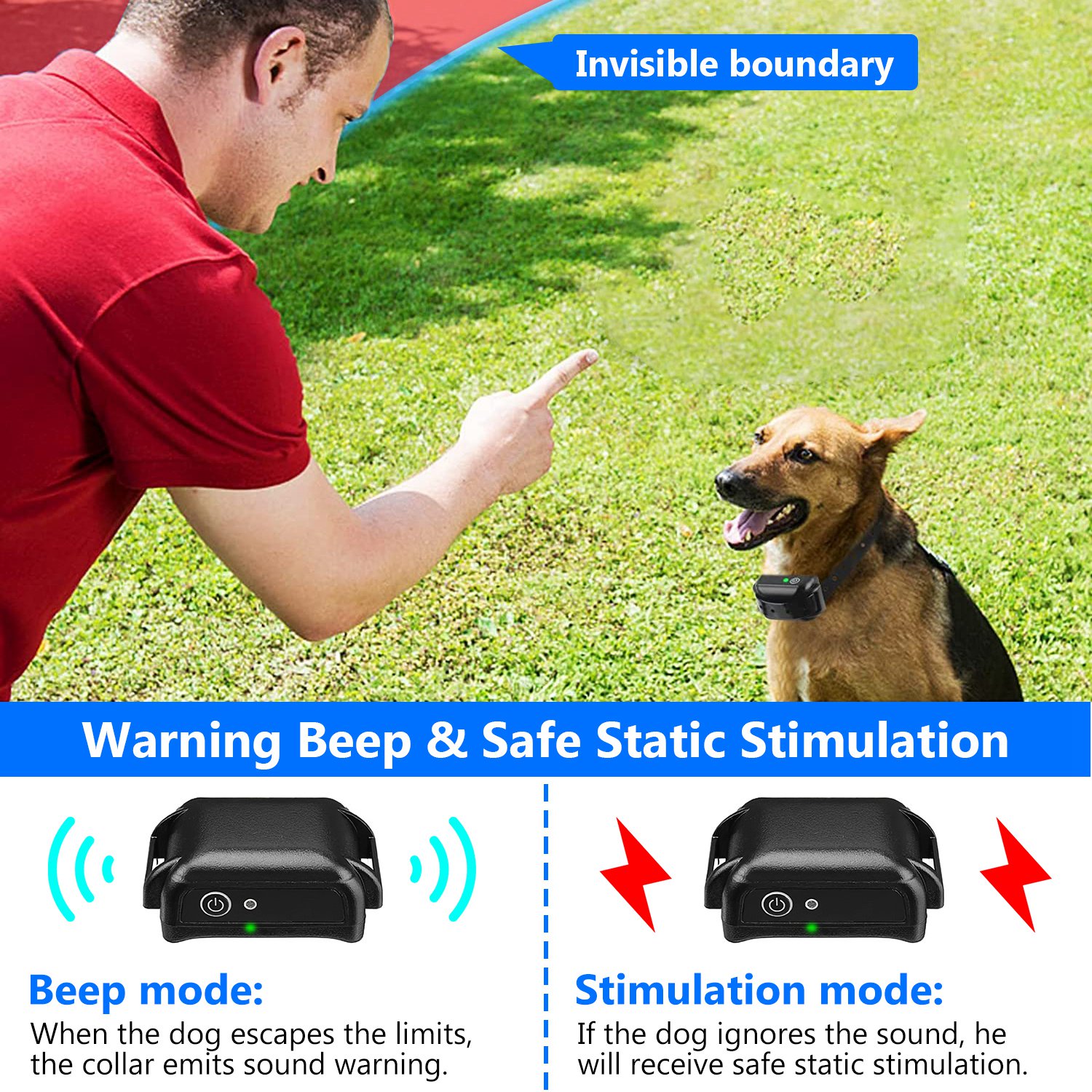 1 Juego de Cerca Eléctrica Inalámbrica para Perros Sistema de Contención Perimetral con Descarga, Collar de Entrenamiento Eléctrico para Perros Pequeños, Medianos y Grandes — imagen 10