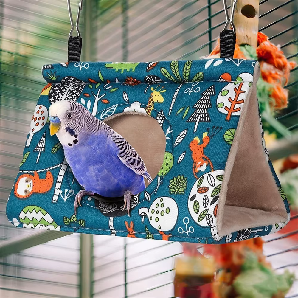 Winter Warm Bird Nest House Parrot Hanging Hammock Velvet Shed Hut Finch Cage Plush Birds Hideaway Pet Sleeping Bed Perch Swing — image 3