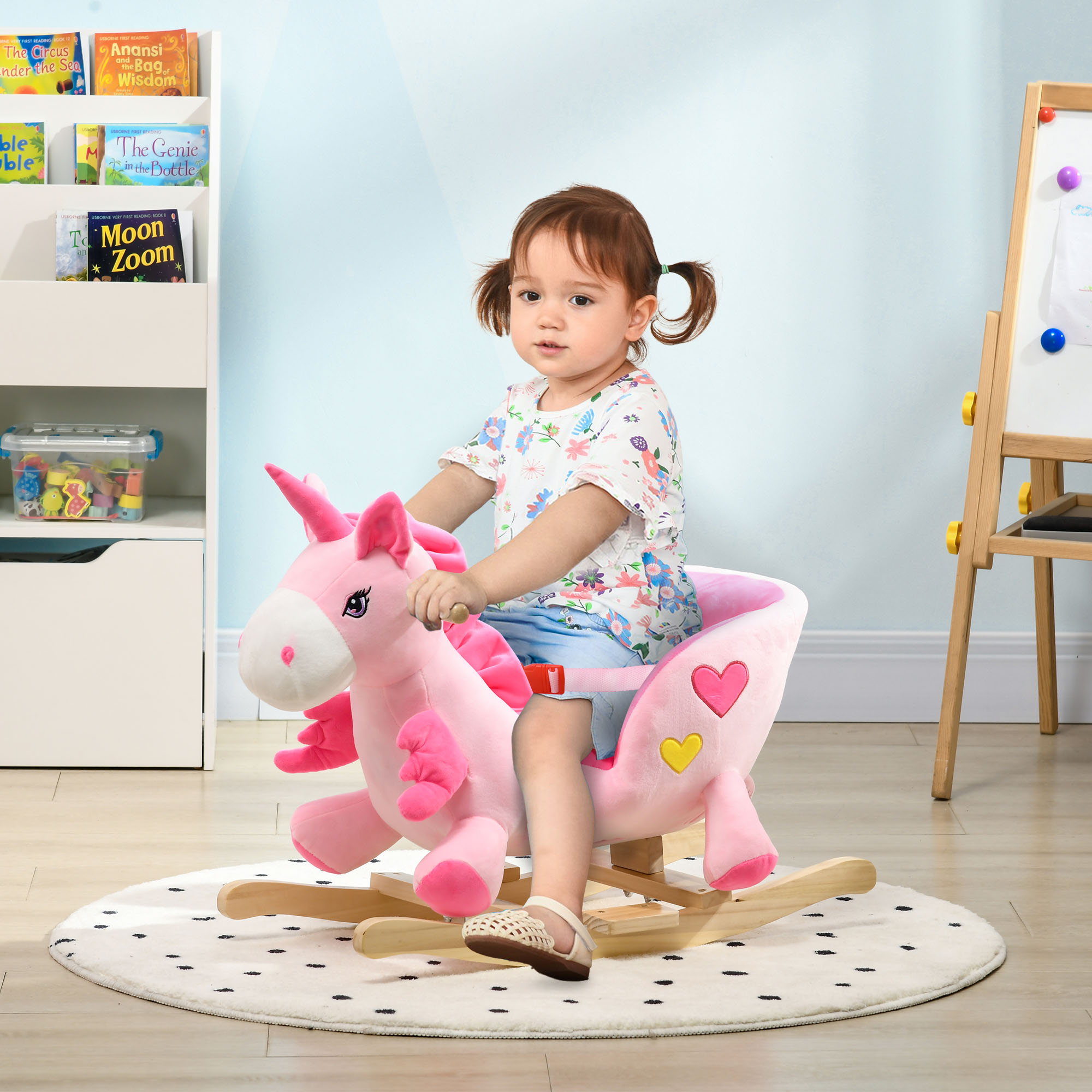 Baby Rocking Horse Ride On Unicorn with 32 Songs, Seatbelt, Pink — image 8