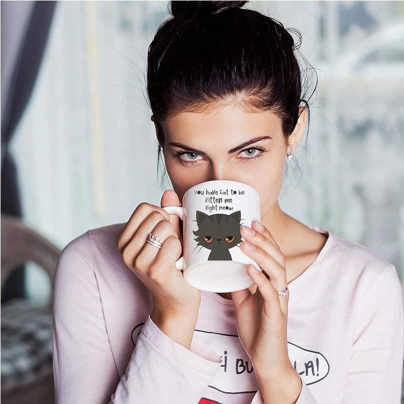 Taza de Café Divertida para Hombres y Mujeres - Tienes Gato que Debe Ser Un Gatito: Amantes de los Gatos Ríos en una Taza de Café y Té 325ml — imagen 6