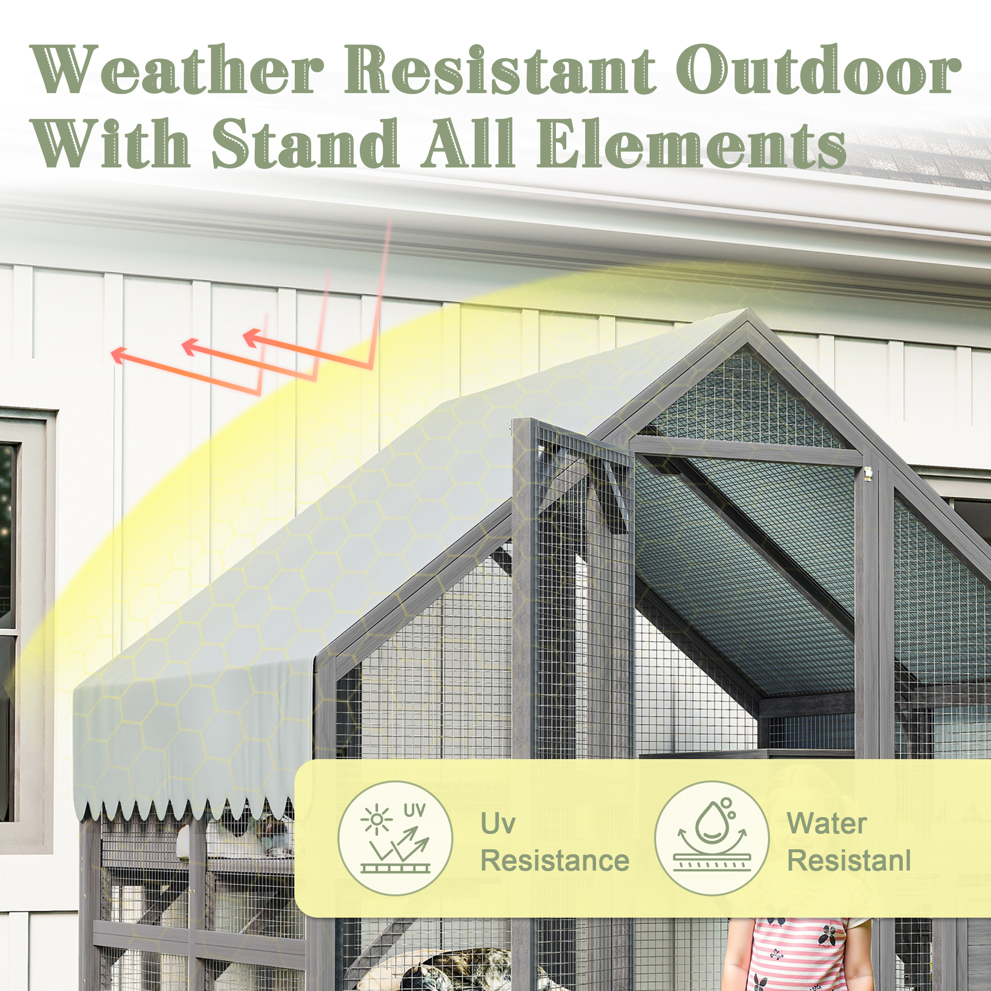 Cat, Large Outdoor Cat Enclosure For Multiple Cats With 2 Platforms, 2 Resting Box And 1 Bridges, Wooden Feral Cats Shelter With Waterproof And UV Proof Canopy, 74.02 X 55.15 X 74.02 Inch — image 5