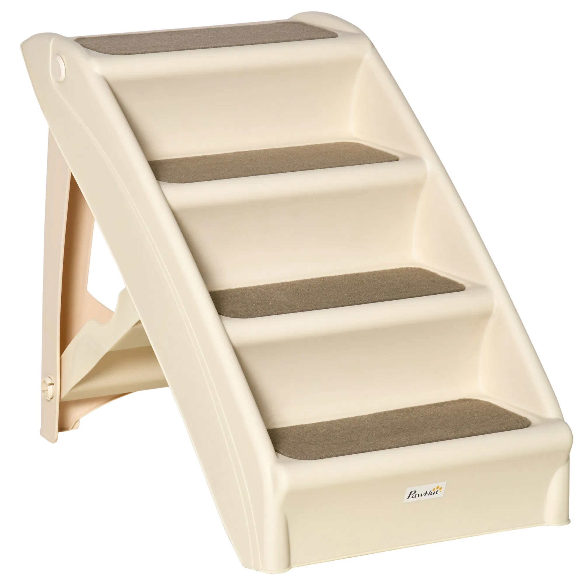 4-Level Portable Dog Stairs, Foldable Dog Steps for Small Dogs, Lightweight Cat Steps, with Nonslip Soft Mats, for High Bed, Sofa, Beige — image 1