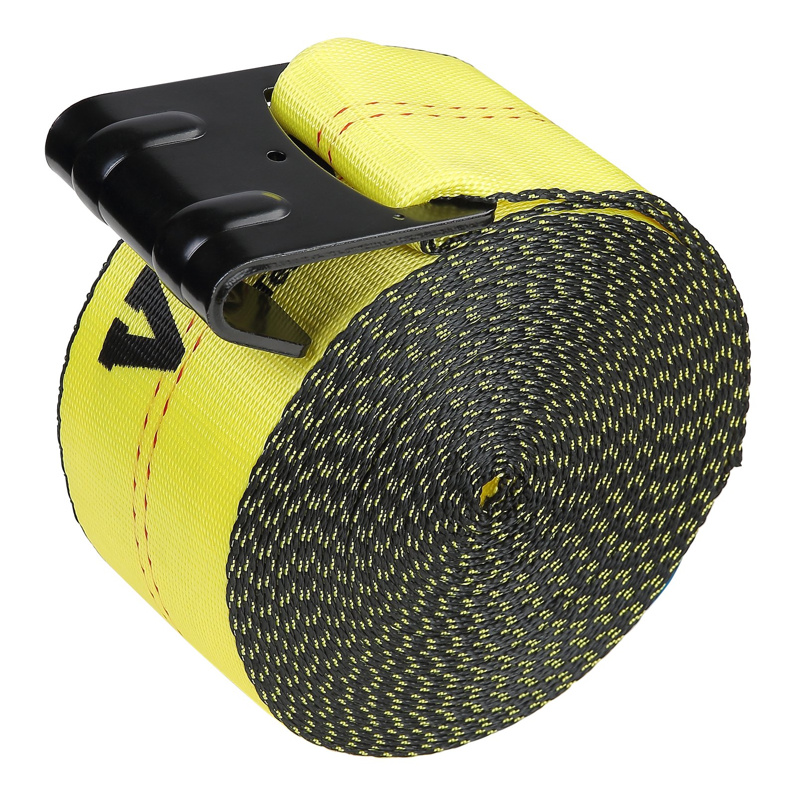 Winch Straps, 4'X 30', 6000 Lbs Load Capacity, 18000 Lbs Break Strength, Truck Straps With Flat Hook, Flatbed Tie Downs Cargo Control For Trailers, Farms, Rescues, Tree Saver, Yellow, 4 Pack — image 1