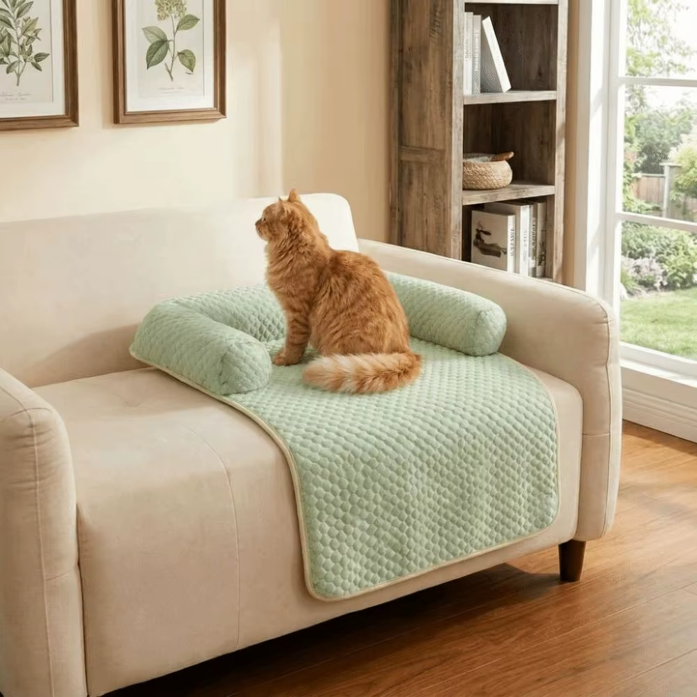 Pet Bed Mat Breathable Dog Cooling Mat Non-Slip Comfortable Pet Sleeping Pad Detachable with Pillow Dog Sofa Cushion Indoor — image 1