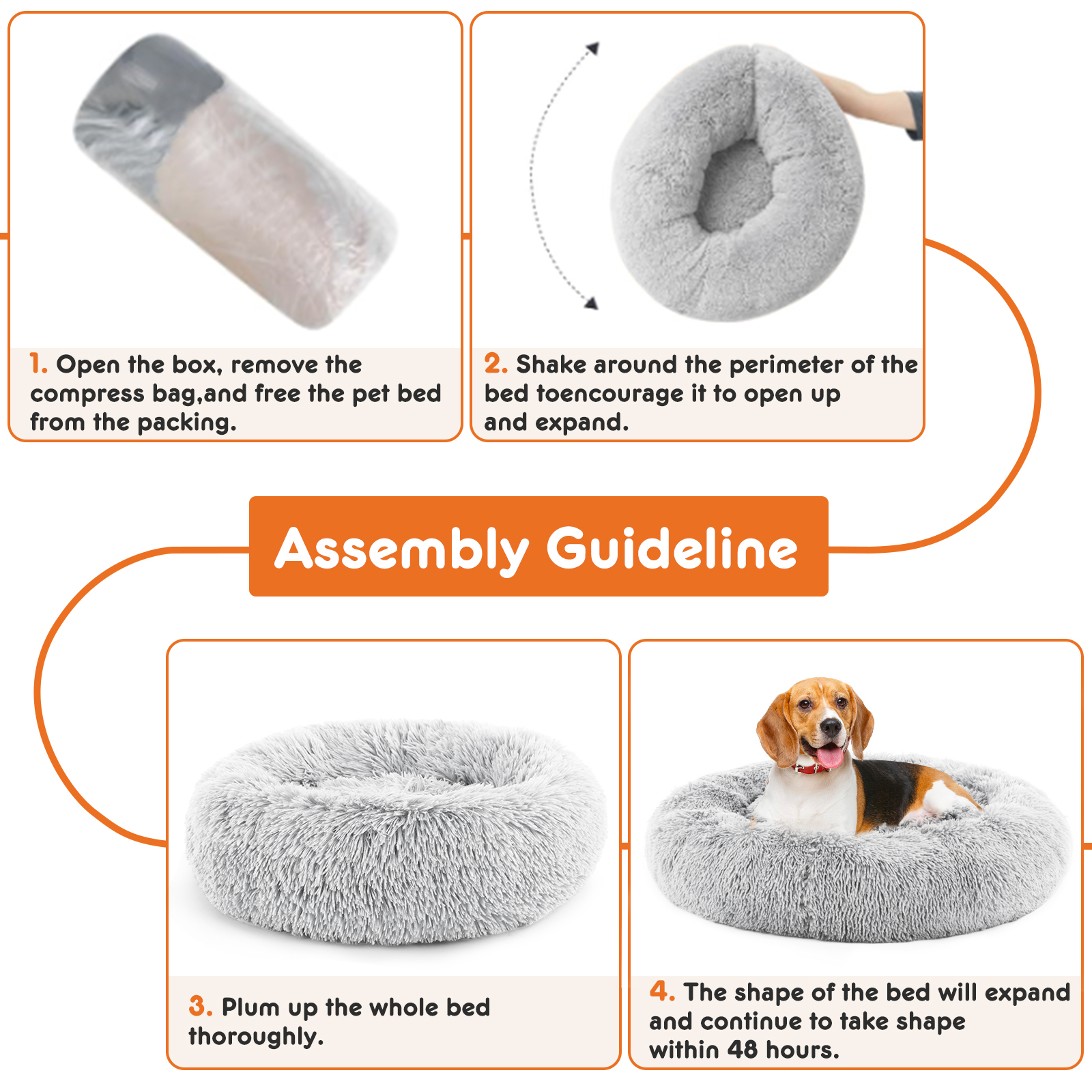 Cama Redonda Antideslizante de Peluche Esponjoso de Piel Sintética para Gato, Apta para Mascotas de Hasta 25 Lbs — imagen 3