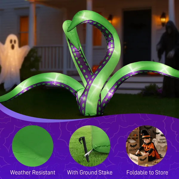 2 Pack Halloween Inflatable Octopus Tentacles Outdoor Decorations, Blow Up Hanging Decoration With Built-in LED Lights, Striking Window Decor For Halloween Party Outdoor Yard Garden Lawn — imagen 11