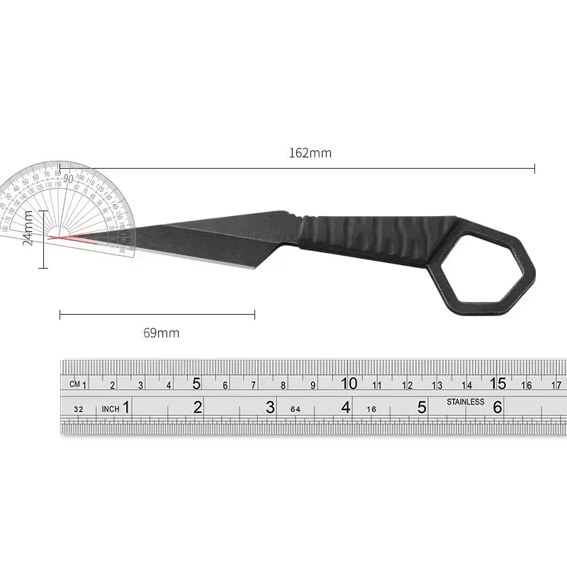 Mini Outdoor Knife High Hardness Keychain Rope Small Straight Fishing Fruit Knife with Handle Portable Multifunctional Tool — image 6