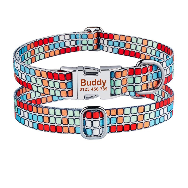 New Printed Pet Collar DIY Engraved Printed Polyester Dog Collar Traction Rope Leash — image 2