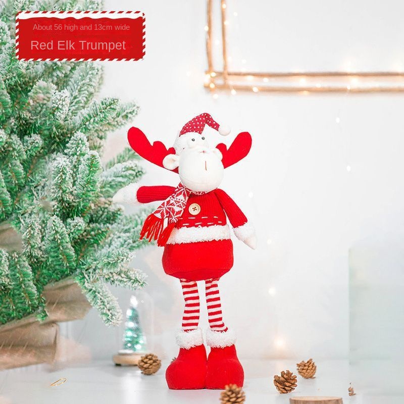 Christmas Stretch Hem Tabletop Santa Decoration Doll Reindeer Christmas Plush Snowman Figurine Ornament — image 6