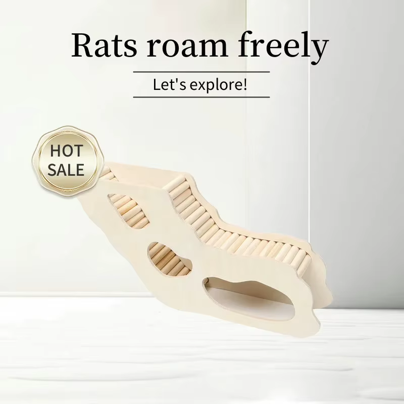 Wooden Hamster Tunnel with Climbing Ladder for Small Pets - Hideout Playhouse for Gerbils Mice Hamsters - Underground Shelter — image 4