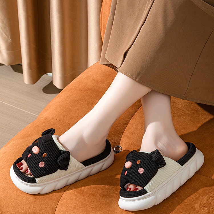 Zapatillas de Cerdo Adorables con Dedo Abierto en Lino para Hogar, Zapatos de Pareja para Mujer y Hombre con Diseño de Cerdo — imagen 9