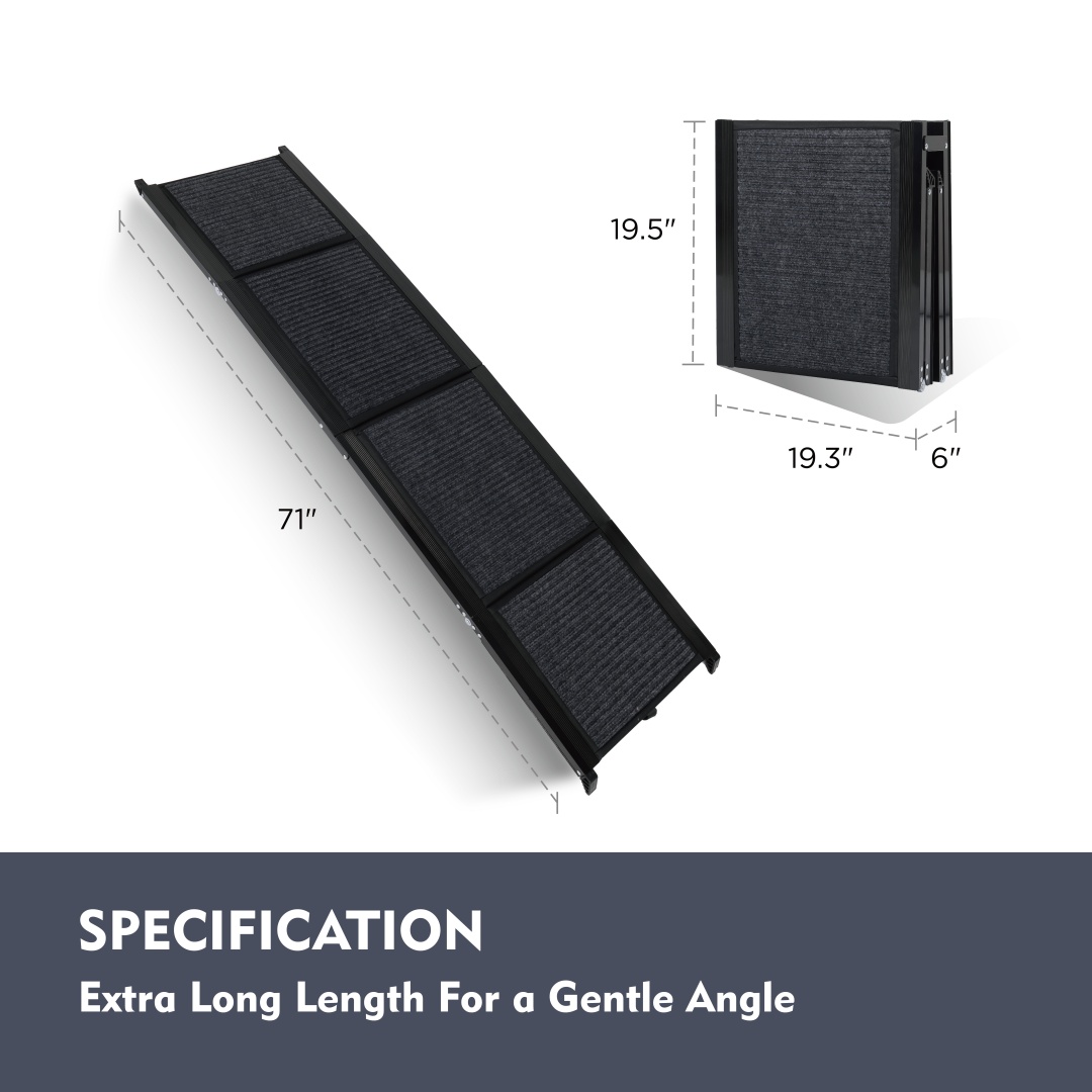 Dog Ramp For Car 71 Long 19.5 Wide Portable Dog Ramps For Large Dogs With Non-Slip Rug Surface Dog Car Ramp For SUV Car Truck, Folding Dog Ramp Up To 250LBS — imagen 12