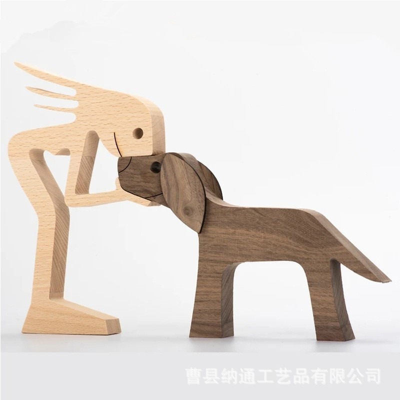 Wooden dog and family member ornaments animal decorations creative desktop decoration custom children toys — image 18