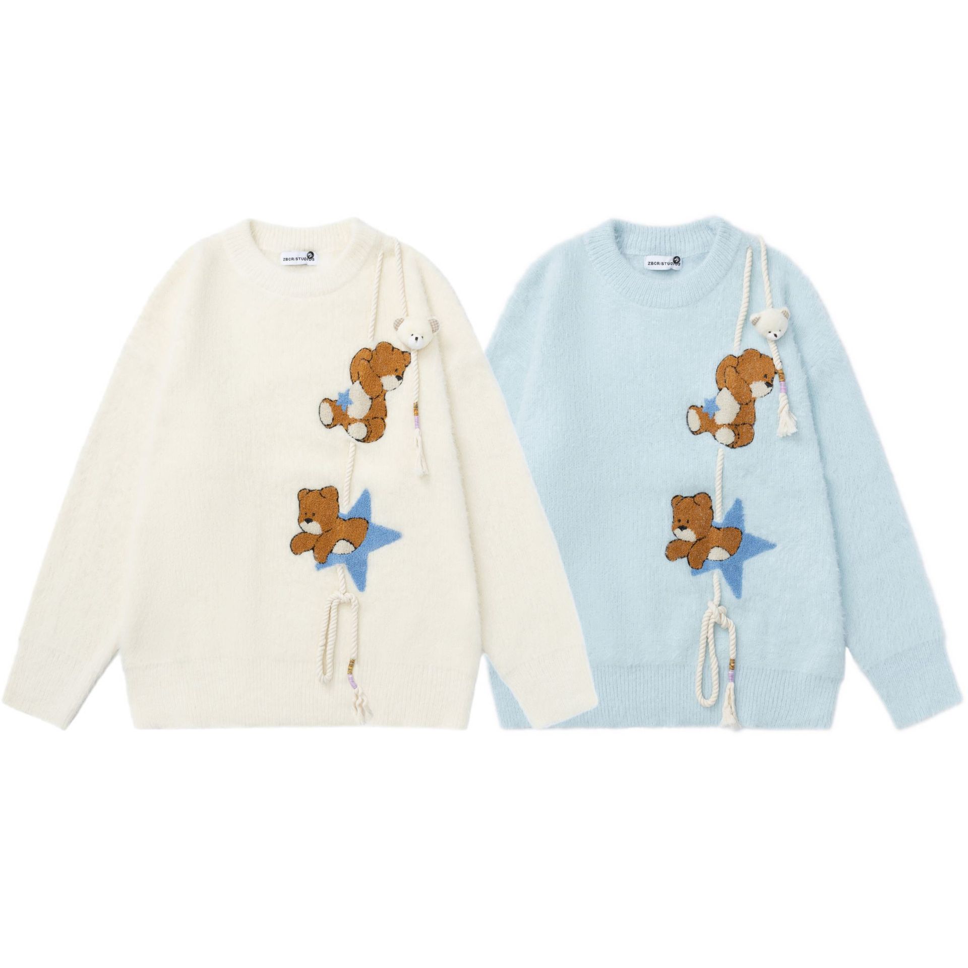 Cartoon teddy bear embroidered sweater — image 6