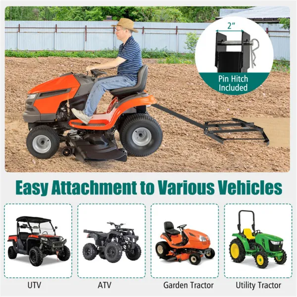 74" Heavy-Duty Drag Harrow With 80 Lbs Load Capacity, Tow-Behind Leveling Tool For Driveway, Garden & Farm — image 5
