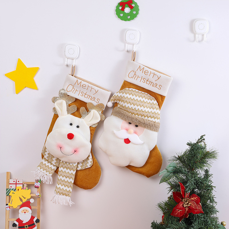 Christmas candy bag, gift bag, cute cartoon big head old man, snowman, reindeer, Christmas socks decoration — image 3