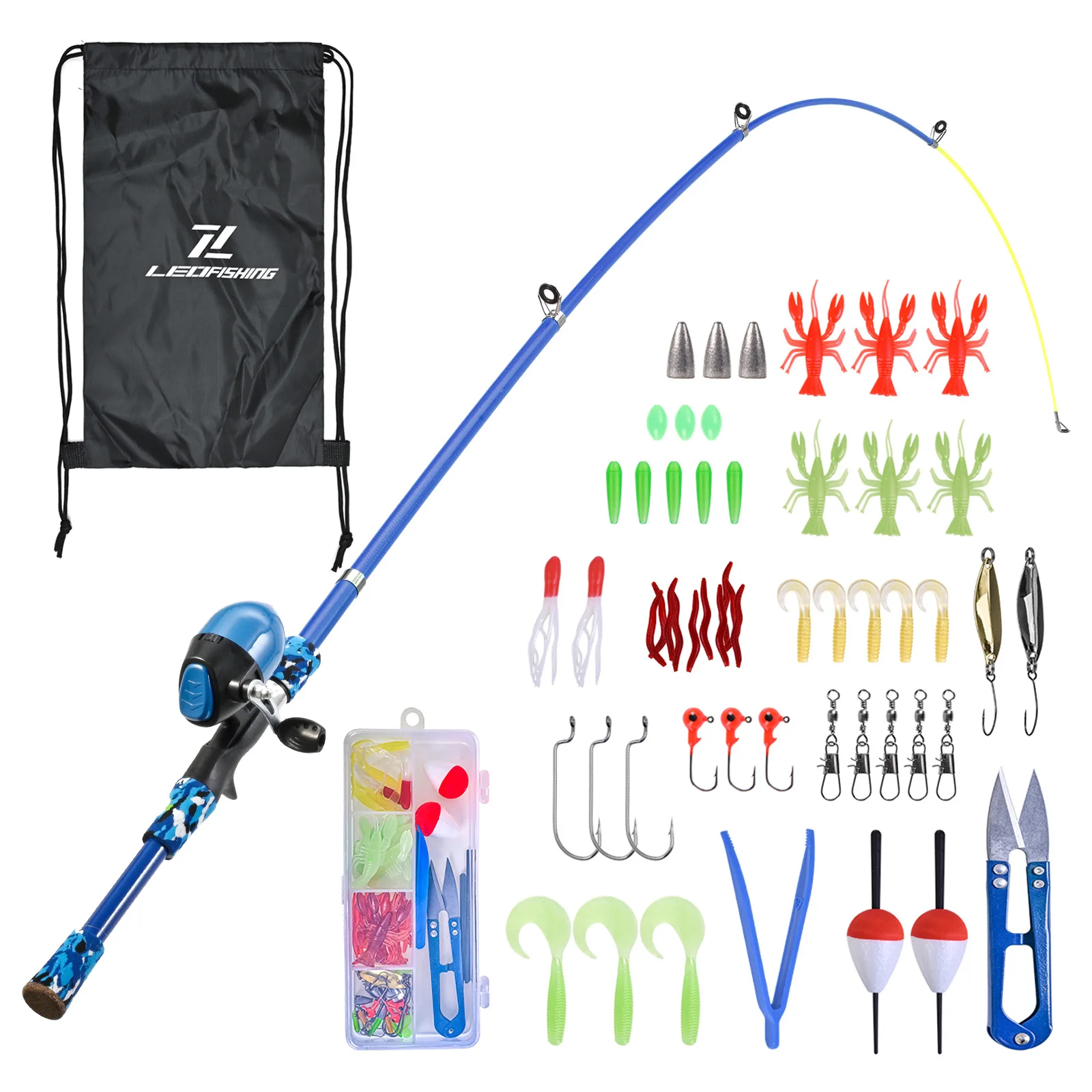 Kids Fishing Rod and Reel Combo Full Kit Telescopic Casting Pole with Spincast Reel for Boys Girls — image 1