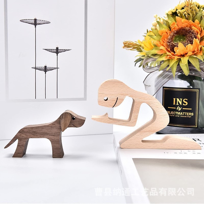 Wooden dog and family member ornaments animal decorations creative desktop decoration custom children toys — image 11