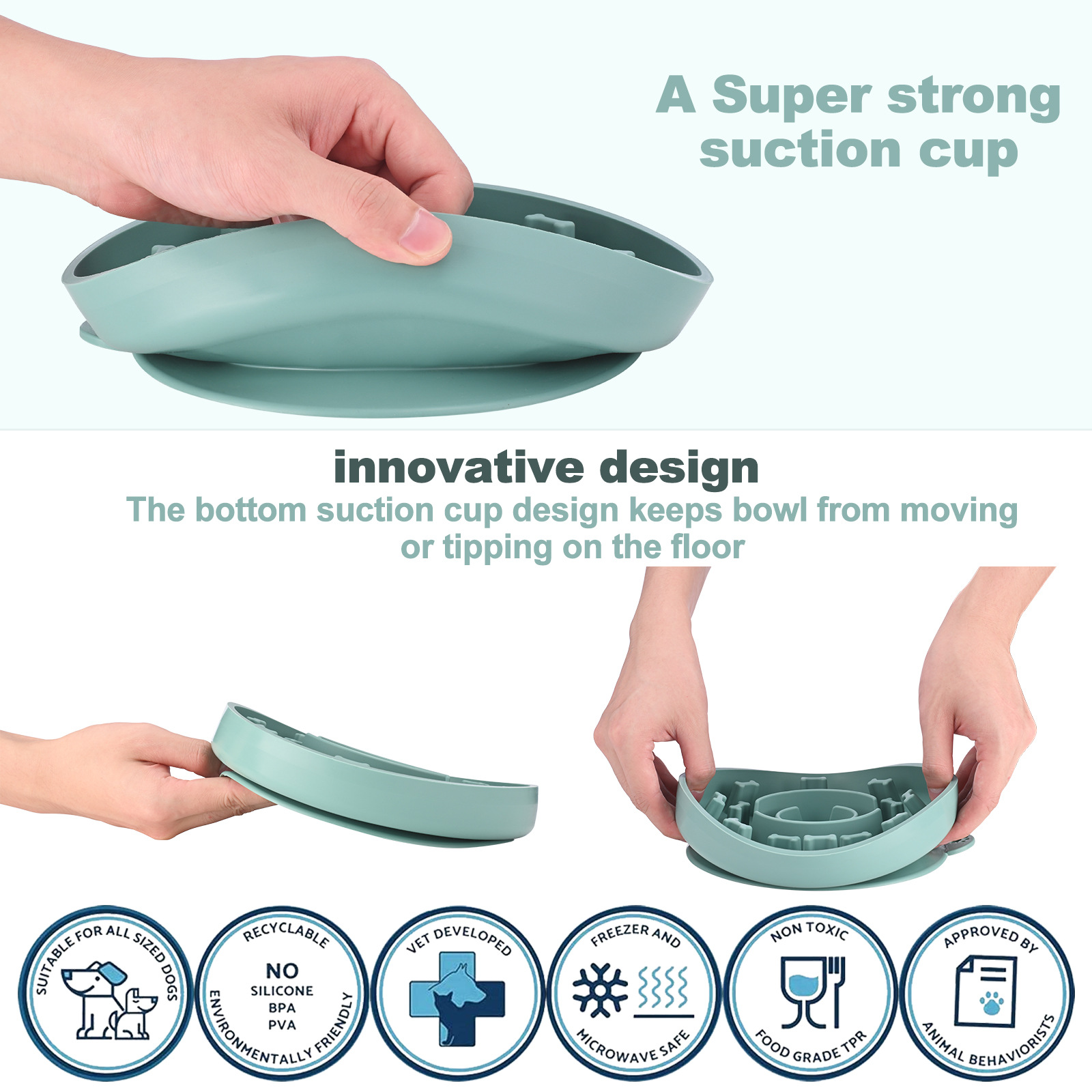 Pet Slow Food Bowl Pet Utensil Anti-Choking Slow Food Suction Cup Non-Slip Silicone Slow Food Bowl For Cats And Dogs — image 2