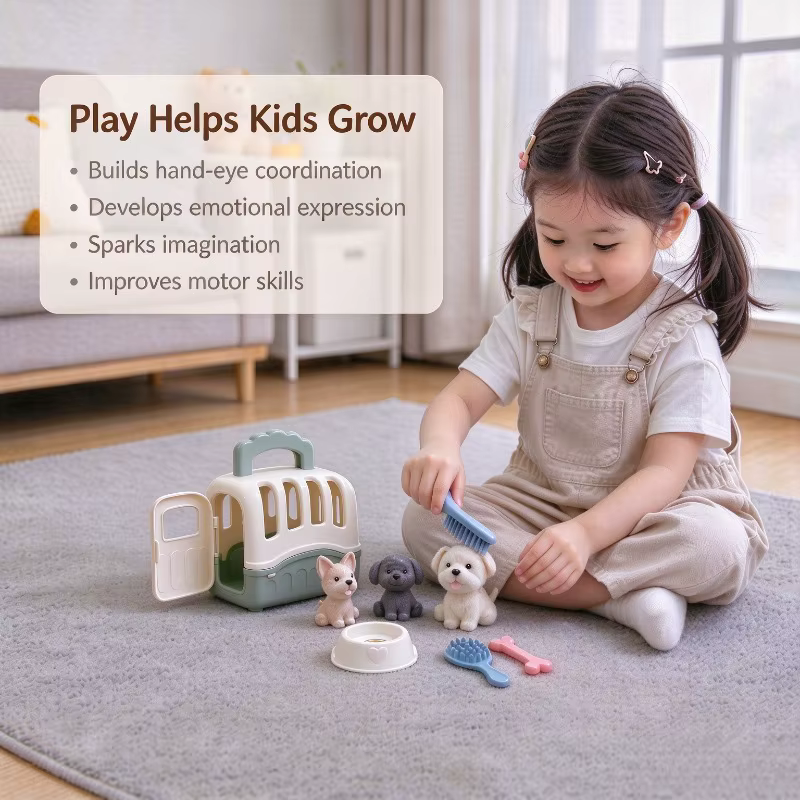Kids Pet Care Toy Set, Dog House & Train with Doll Furniture, Cute Animal Figures, Pretend Play Educational Toys for Toddlers Gift — image 3