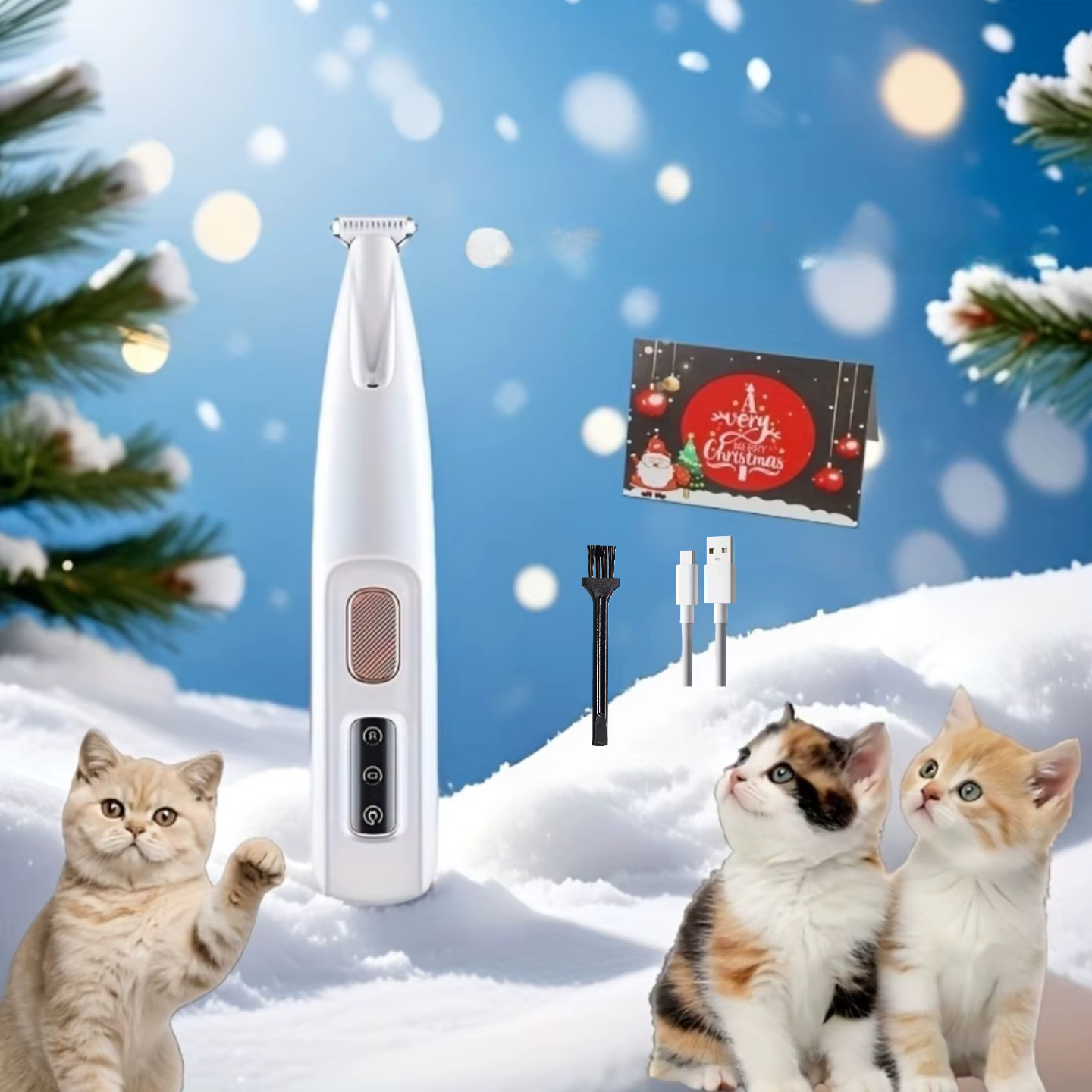Pet Grooming Kit with Scissors, Low Noise Cordless Trimmer, USB Battery Powered LED Light for Dog Cat Face Paw Grooming — image 3