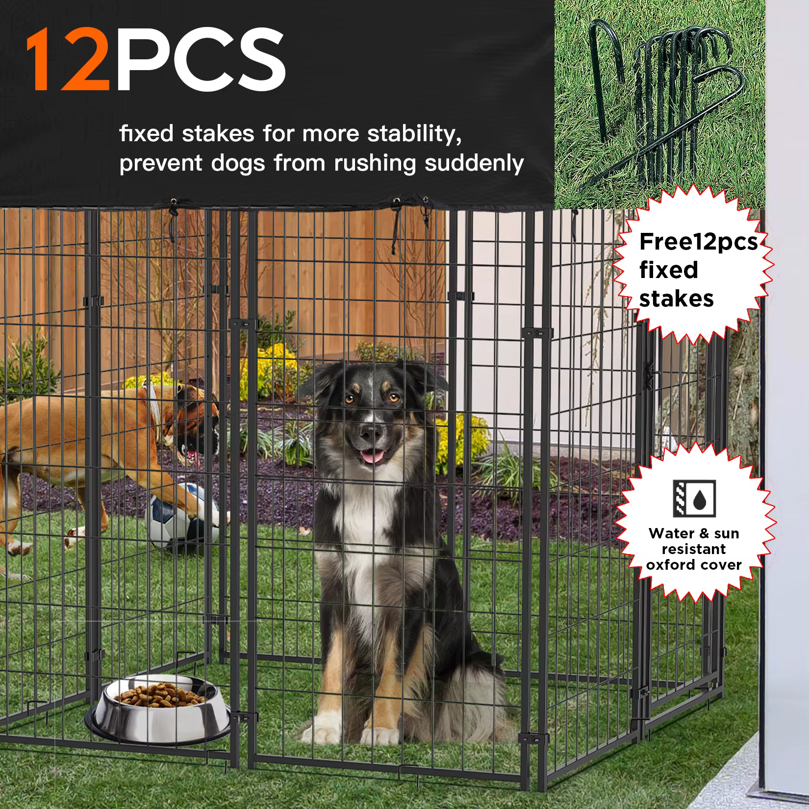Casa para Perros Grande Exterior con Cubierta Anti-UV y Resistente a Agua - Jaula de Plástico Metálica para Mascotas — imagen 5