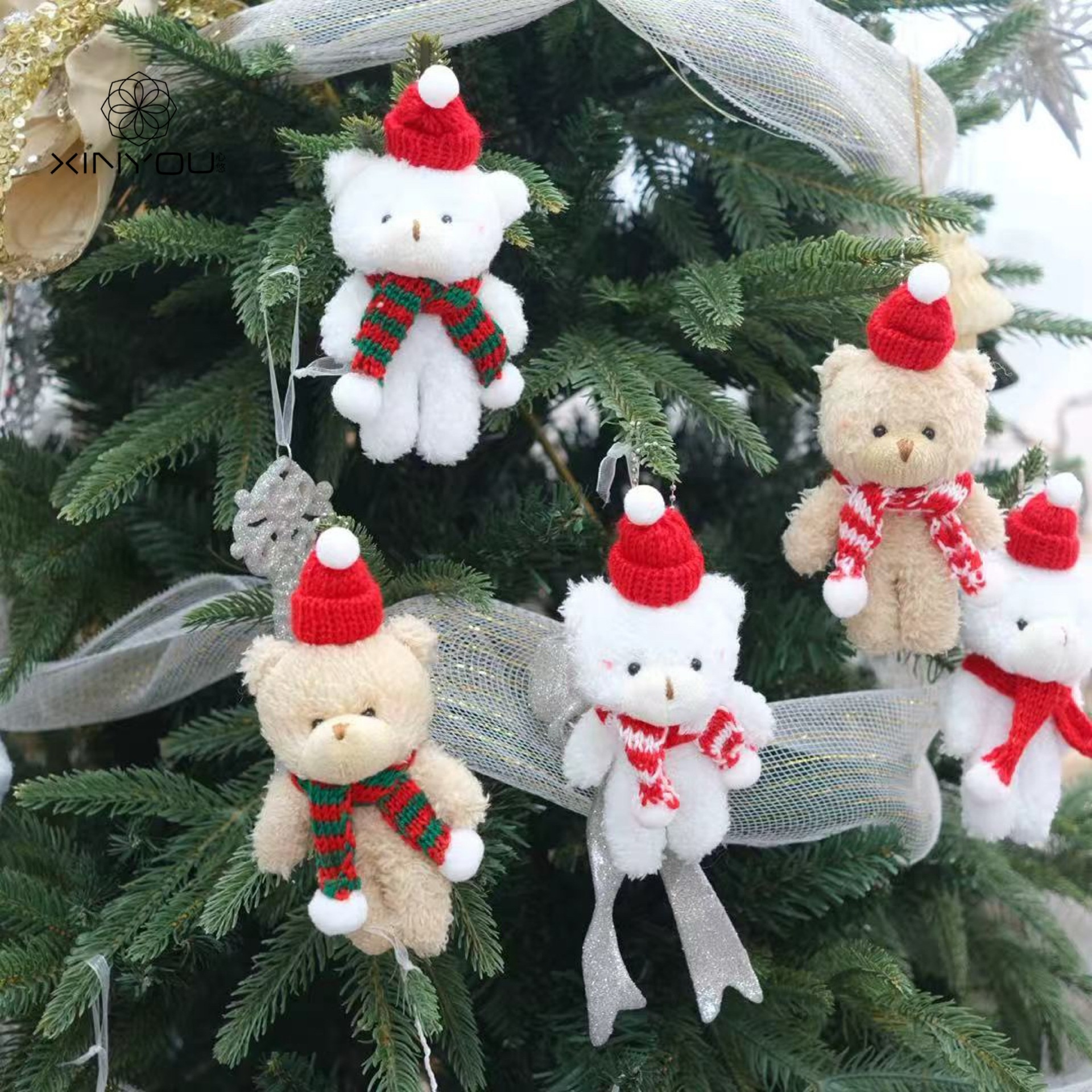 Pulsera de Sombrero Rojo Navideño Adorable Oso de Peluche Unido Regalo Caja Accesorios — imagen 2