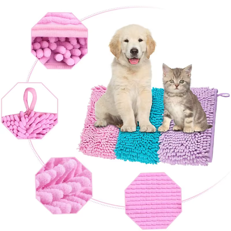 Pet Soft Bath Towel Dog Cat Chenille Dry Towls Soft Grooming Massager Absorbent Quick-drying For Small Medium Large Dogs Cats — image 4