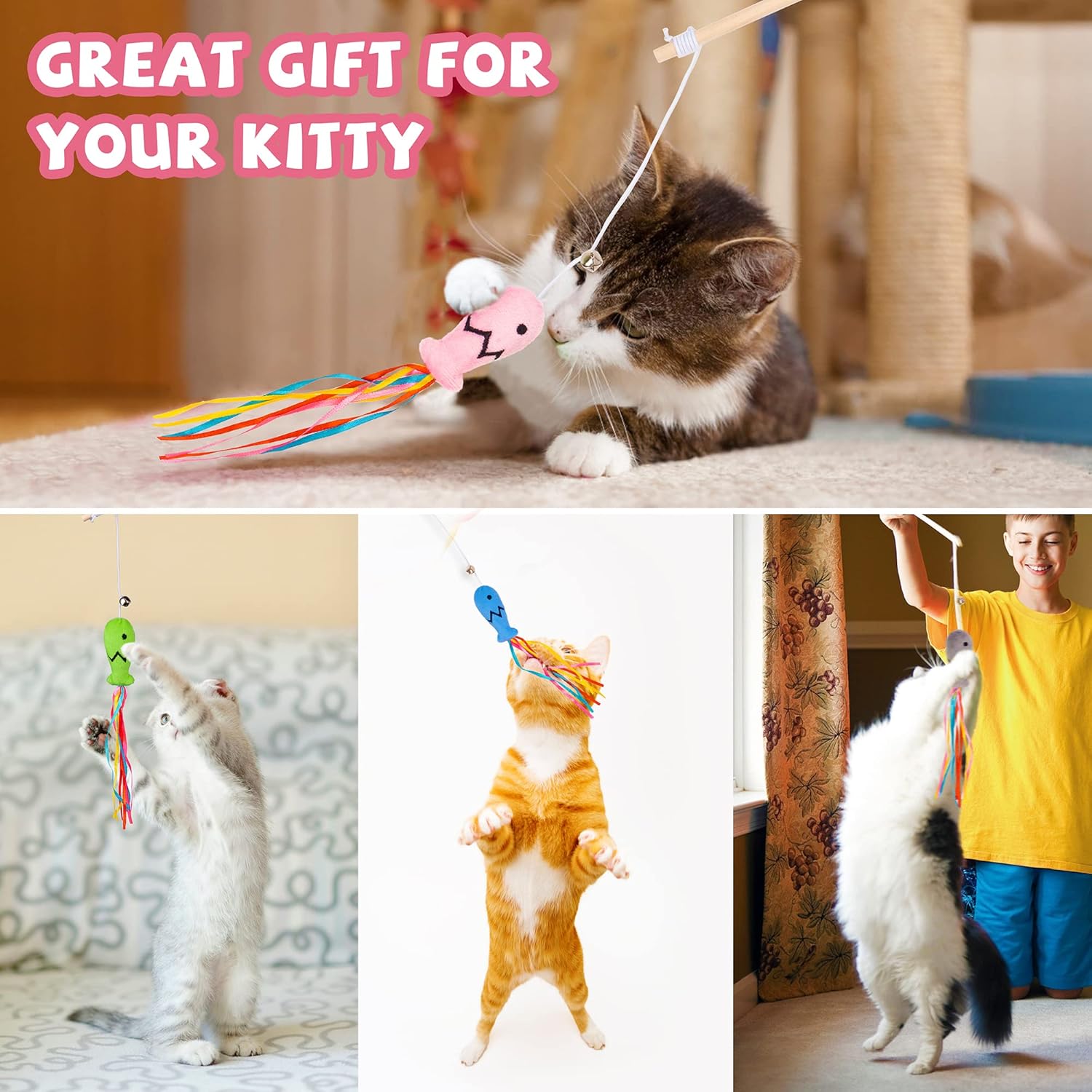Juguetes de Varita para Gatos Interactivos con Aceite de Nepeta, Colores y Sonido: Estimulación Natural para la Instintiva Caza del Felino — imagen 5