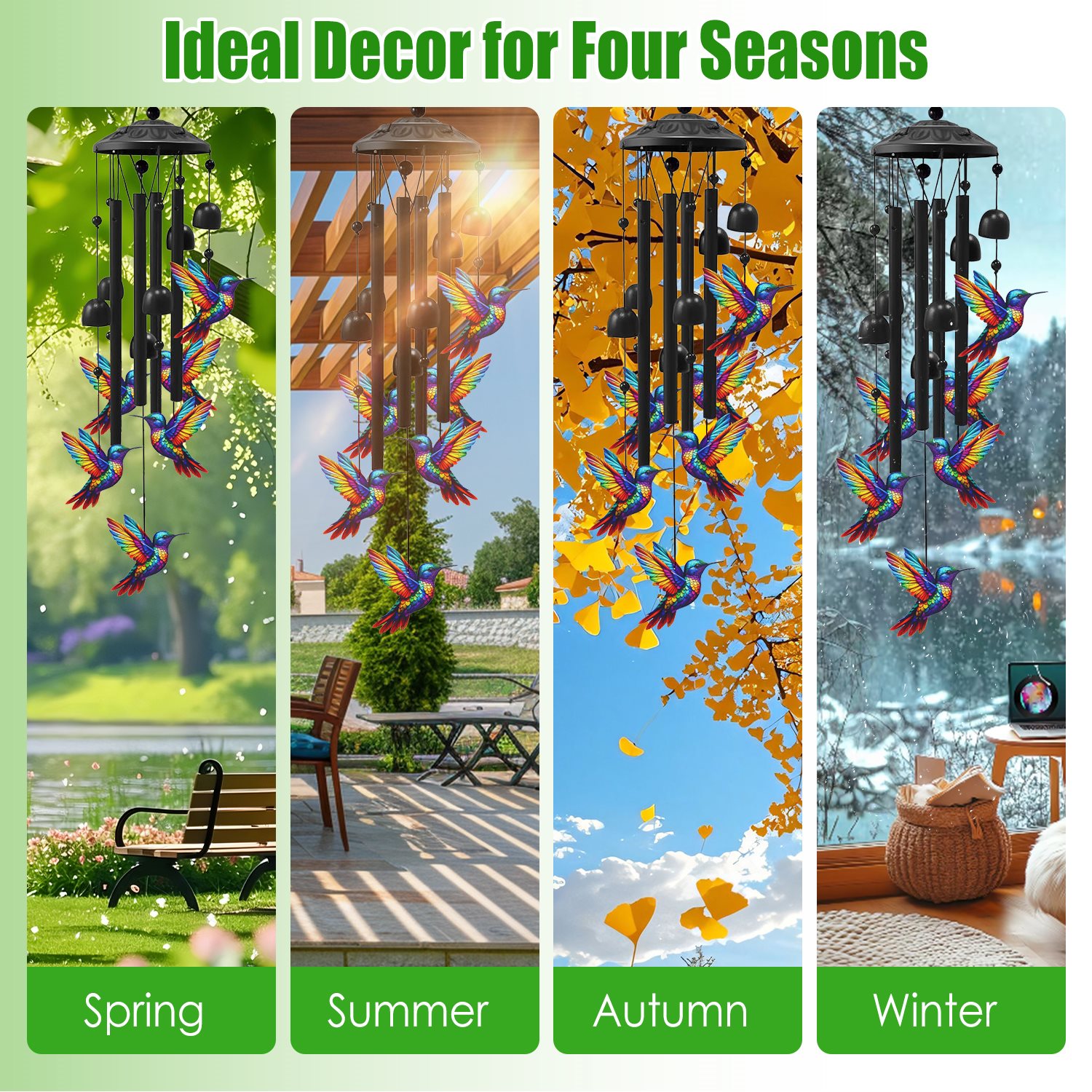 Butterfly Wind Chimes For Outside Metal Wind Chimes With Aluminum Tubes Deep Soothing Sound Decor For Garden Yard Home Patio Gift For Women Men — image 4