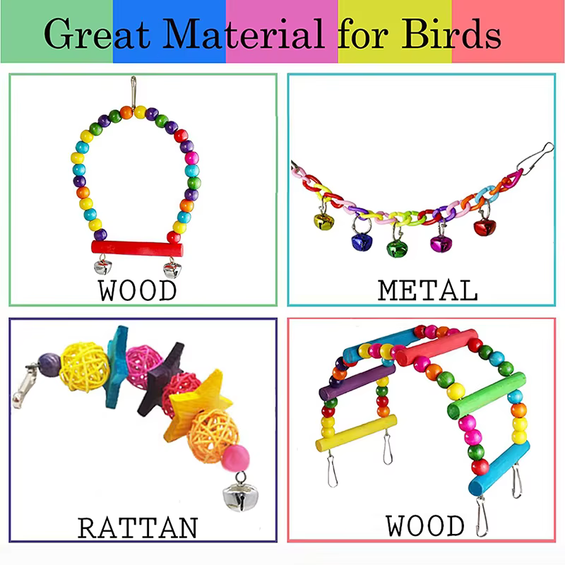 Conjunto de Juguetes para Pájaros de Madera - 7 Piezas — imagen 2